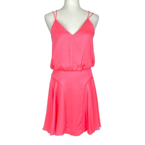 Milly Womens Stretch Silk Crepe Mini Tank Dress Pink Coral Sleeveless size 2 - Picture 1 of 14